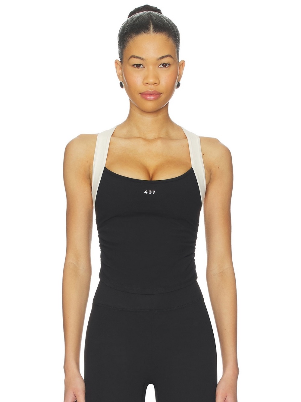 437 The Sculpt Tank Top in Black & Cream size Large NWT